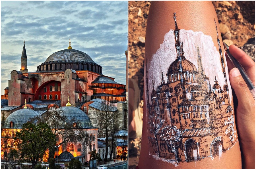 Artist Uses Her Body As A Canvas For Architecture Sketches