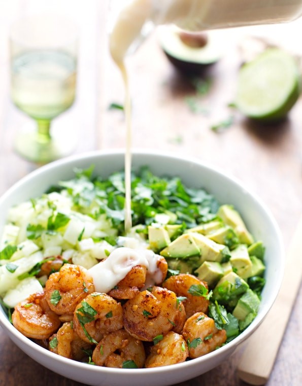 Shrimp and Avocado Salad with Miso Dressing | 12 Easy But Delicious Shrimp Recipes | Her Beauty