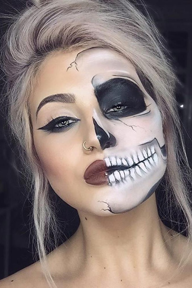 Skull face #1 | 11 Creepy and Cool Halloween Makeup Ideas to Try This Year | HerBeauty